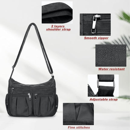 Crossbody Purses for Women Shoulder Handbags Lightweight Waterproof Nylon Travel Bag Ladies Pocketbooks.
