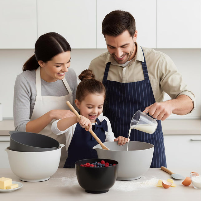 Classic Mixing Bowl Set, BPA Free Plastic, Microwave and Dishwasher Safe (Set of 4, Grey),3.5 quarts.