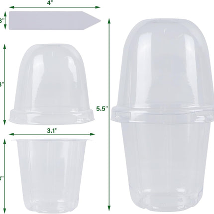 36 Set Nursery Pots with Humidity Dome, Clear Nursery Pots for Plants, Seed Starting Pots with Drainage Holes & Plant Labels for Vegetables Flowers Garden Plants.