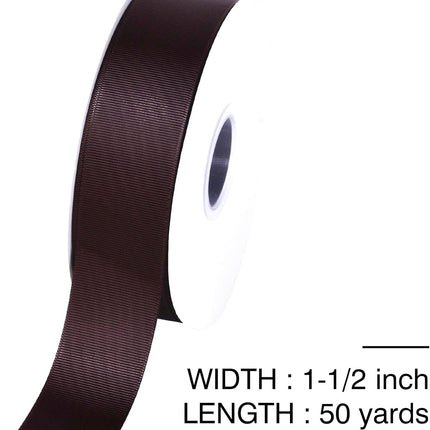 Brown Grosgrain Ribbon, 1 1/2 Inch 50 Yards, Great for Crafts Bows Flower Bouquet Wedding Home Decor Gift Wrapping.