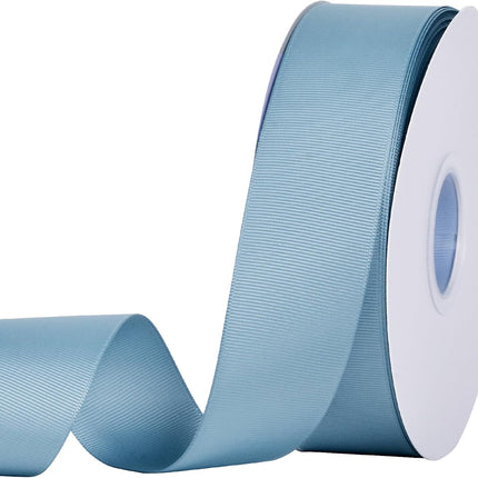 Dusty Blue Grosgrain Ribbon, 1 1/2 Inch 50 Yards, Great for Crafts Bows Flower Bouquet Wedding Home Decor Gift Wrapping.