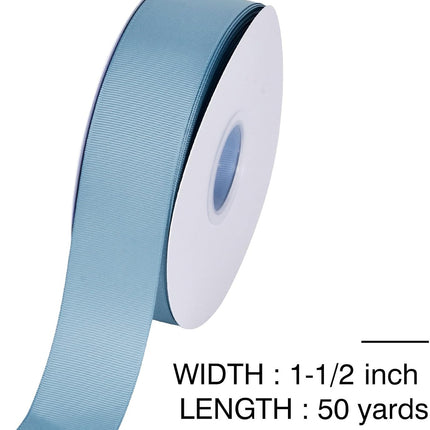 Dusty Blue Grosgrain Ribbon, 1 1/2 Inch 50 Yards, Great for Crafts Bows Flower Bouquet Wedding Home Decor Gift Wrapping.