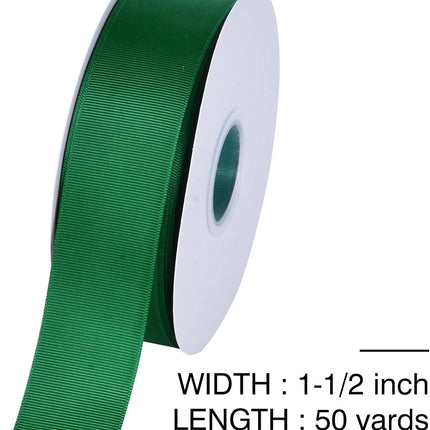 Forest Green Grosgrain Ribbon, 1 1/2 Inch 50 Yards, Great for Crafts Bows Flower Bouquet Wedding Home Decor Gift Wrapping.