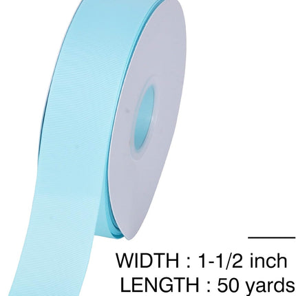 Light Blue Grosgrain Ribbon, 1 1/2 Inch 50 Yards, Great for Crafts Bows Flower Bouquet Wedding Home Decor Gift Wrapping.