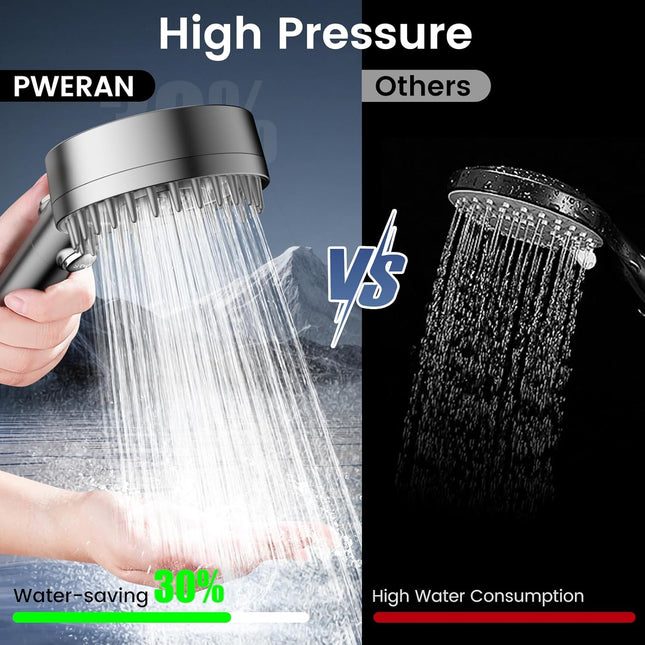 Filtered Shower Head with Handheld, High Pressure 4 Spray Mode Showerhead with Filters, Water Softener Filter Beads for Hard Water with ON/OFF Switch for Pets - Remove Chlorine (Gray).