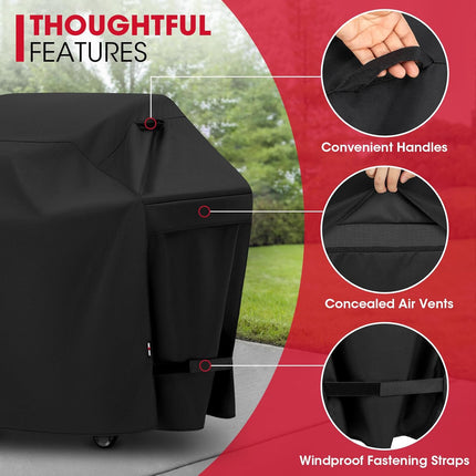 Grill Cover 60 Inch, Heavy Duty Waterproof Gas Grill Cover for Outside, Fade Resistant Outdoor Barbecue Protector, Compatible with Weber Char-Broil Nexgrill BBQs up to 58" Wide.