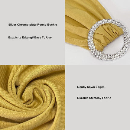 Spandex Chair Sashes Bands 50PCS Stretch Chair Ties Bows with Buckle Slider for Wedding Party Banquet Decoration (Gold)….