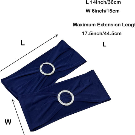 Spandex Chair Sashes Bands 50PCS Stretch Chair Ties Bows with Buckle Slider for Wedding Party Banquet Decoration (Navy Blue)….