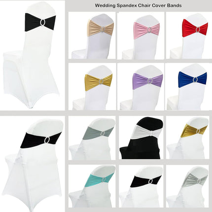 Spandex Chair Sashes Bands 50PCS Stretch Chair Ties Bows with Buckle Slider for Wedding Party Banquet Decoration (Navy Blue)….