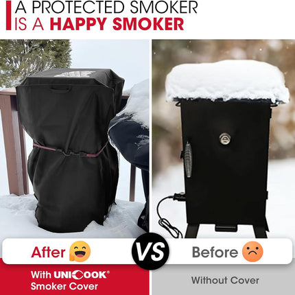 30 Inch Electric Smoker Cover for Masterbuilt, Heavy Duty Waterproof Vertical Smoker BBQ Grill Cover, All Weather Resistant, 18" W x 17" D x 33" H.