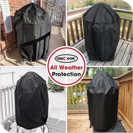 Round Smoker Cover 30 Inch, Heavy Duty Waterproof Charcoal Kettle BBQ Grill Cover, Fade Resistant Barrel Protector, Fits Weber Char-Griller Akorn Kamado and More, 30" Dia x 36" H.