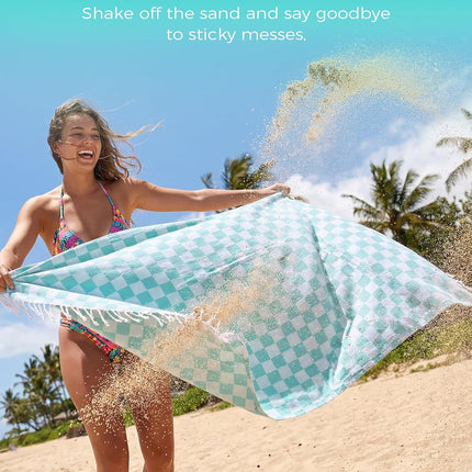 6 Packs Turkish Beach Towel Vacation Essentials Blanket Set Pool Bath Towels Bulk Multipack Travel Sand Free Quick Dry Extra Large Oversized Cute Big Soft Lightweight Compact Checkered Cloud Women.