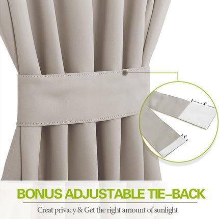 Cream Insulated Door Curtain Spefrowx, Rod Pocket French Curtain Window Treatment for Sliding Door with Adjustable Tieback Elegant Home Decoration, 25 x 72 inches, 1 Panel.