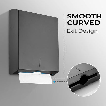 Paper Towel Dispenser Wall Mount - Multifold Trifold Paper Towel Dispensers, Large Capacity Stainless Steel Tissue Holder, Suitable for Bathrooms and Public Places Black.