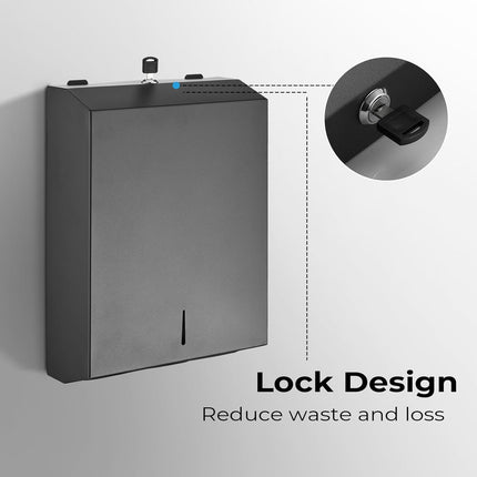 Paper Towel Dispenser Wall Mount - Multifold Trifold Paper Towel Dispensers, Large Capacity Stainless Steel Tissue Holder, Suitable for Bathrooms and Public Places Black.
