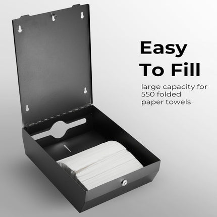 Paper Towel Dispenser Wall Mount - Multifold Trifold Paper Towel Dispensers, Large Capacity Stainless Steel Tissue Holder, Suitable for Bathrooms and Public Places Black.