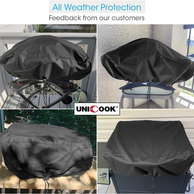 Waterproof Portable Grill Cover for Weber Q2000, Q200 Series and Baby Q Gas Grill, Compared to Weber 7111, All Weather Protection, Black.