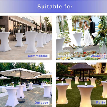 Cocktail Table Covers, 2 Pack - Fitted Stretch Spandex Square Corners Cocktail Tablecloths (Navy, Fit for 30"-32" Diameter x 43" Height Tables).
