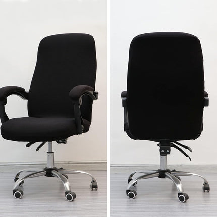 Office Chair Cover with Armrest Covers， Universal Stretch Desk Chair Cover, Computer Chair Slipcovers (Size: L) - Black.