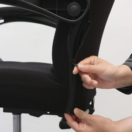 Office Chair Cover with Armrest Covers， Universal Stretch Desk Chair Cover, Computer Chair Slipcovers (Size: L) - Black.
