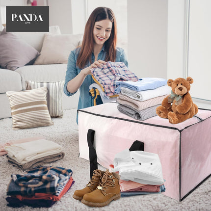 Extra Large Moving Bags with Zippers & Carrying Handles, Heavy-Duty Storage Tote for Space Saving Moving Storage, Fold Flat, Alternative to Box and Bin - 8 Pack, Semi-Transparent.