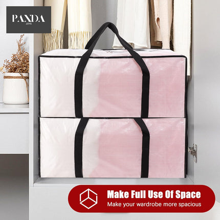Extra Large Moving Bags with Zippers & Carrying Handles, Heavy-Duty Storage Tote for Space Saving Moving Storage, Fold Flat, Alternative to Box and Bin - 8 Pack, Semi-Transparent.