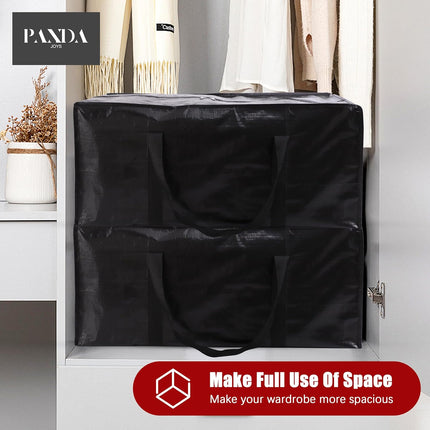 Extra Large Moving Bags with Zippers & Carrying Handles, Heavy-Duty Storage Tote for Space Saving Moving Storage, Fold Flat, Alternative to Box and Bin - 8 Pack, Black.