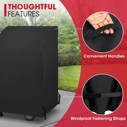 32 Inch Small Grill Cover, Heavy Duty Waterproof 2 Burner Gas BBQ Cover, Compatible with Weber Char-Broil Nexgrill KitchenAid Grills with Both Side Tables Down, All Weather Protection.