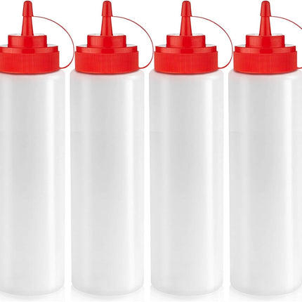 24 oz Large Condiment Squeeze Bottles for Sauces - Leak Proof - 4 Pack (XL).