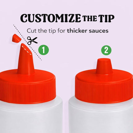 24 oz Large Condiment Squeeze Bottles for Sauces - Leak Proof - 4 Pack (XL).