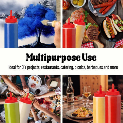 24 oz Large Condiment Squeeze Bottles for Sauces - Leak Proof - 4 Pack (XL).