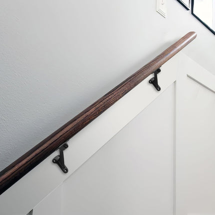 6 Pack 3 Inch Matte Black Hand Rail Bracket Heavy Duty Hardware for Stairways, Home or Office Stair Support Handrail Brackets.