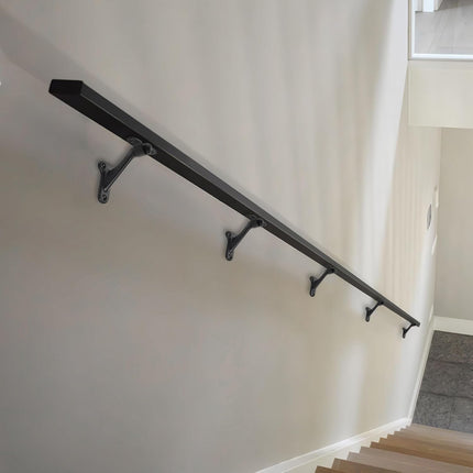 6 Pack 3 Inch Matte Black Hand Rail Bracket Heavy Duty Hardware for Stairways, Home or Office Stair Support Handrail Brackets.