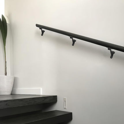 6 Pack 3 Inch Matte Black Hand Rail Bracket Heavy Duty Hardware for Stairways, Home or Office Stair Support Handrail Brackets.