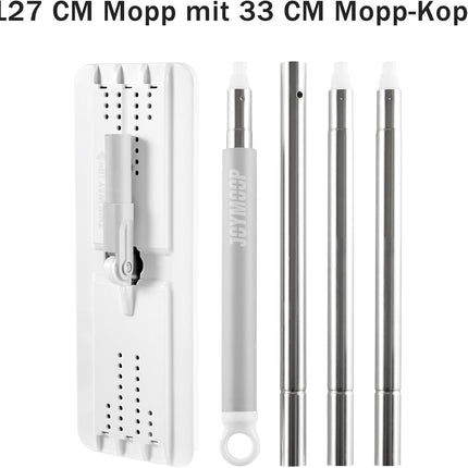 Flat Mops, Microfiber Mop for Floor Cleaning and Wall Cleaner, 50" Mop Handle with Flexible 13" Flat Head with a Microfiber Mop Pad - White.