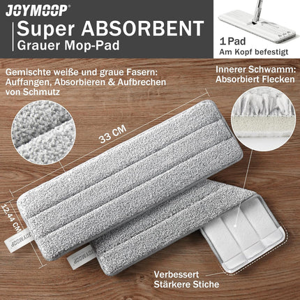 Flat Mops, Microfiber Mop for Floor Cleaning and Wall Cleaner, 50" Mop Handle with Flexible 13" Flat Head with a Microfiber Mop Pad - White.