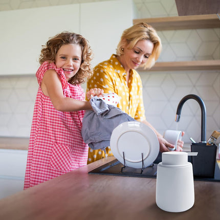 Soap Dispenser Ceramic with Easy-to-Press Pump Hand Lotion Liquid Dispenser for Shampoo Bathroom Kitchen 12 oz White.