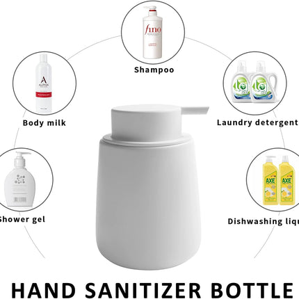 Soap Dispenser Ceramic with Easy-to-Press Pump Hand Lotion Liquid Dispenser for Shampoo Bathroom Kitchen 12 oz White.