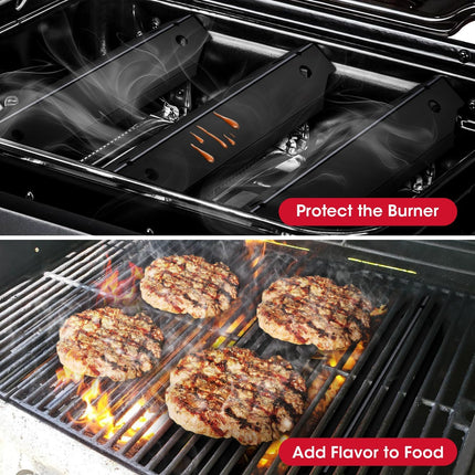 Grill Replacement Parts for Dyna-Glo 3-Burner Gas BBQ, Porcelain Grill Burner Covers, Heat Plates Shields, Flame Guards, 3 Pack.
