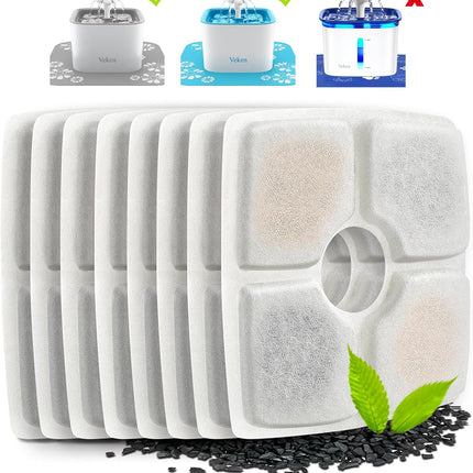 8 Pack Replacement Filters for 84oz/2.5L Automatic Pet Fountain Cat Water Fountain Dog Water Dispenser.