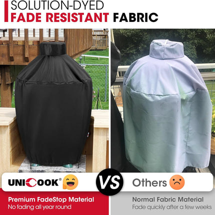 Grill Cover 31.5 Inch, Compatible with Large Big Green Egg, Kamado Joe and Pit Boss Ceramic Grills, Heavy Duty Waterproof BBQ Cover, Fade Resistant Round Smoker Protector, 31.5" Dia X 31.5" H.