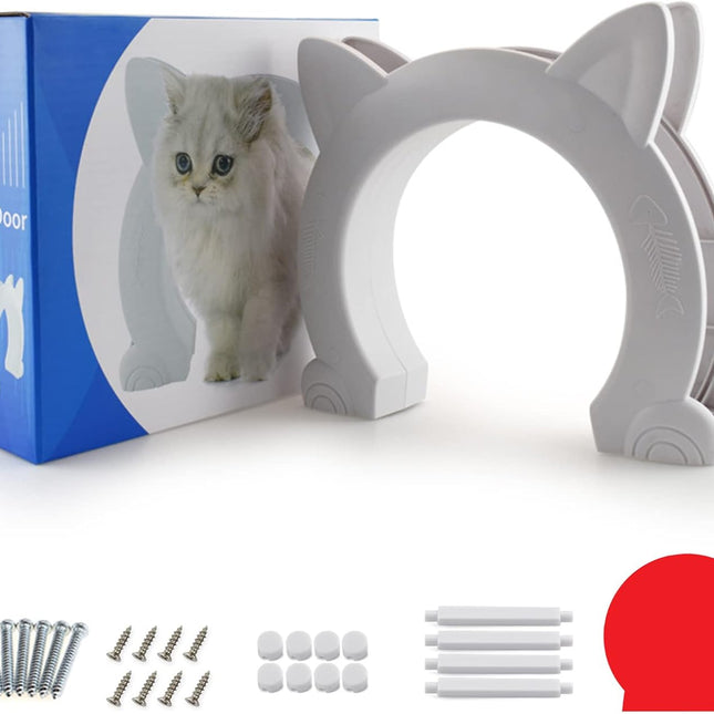 Large Cat Door Interior Door, XL Indoor Cat Door, Pet Doors for Cats, Kitties and Small Dogs (White).