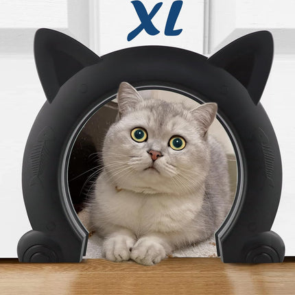 Large Cat Door Interior Door, XL Indoor Cat Door, Pet Doors for Cats, Kitties and Small Dogs (Black).