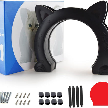 Large Cat Door Interior Door, XL Indoor Cat Door, Pet Doors for Cats, Kitties and Small Dogs (Black).