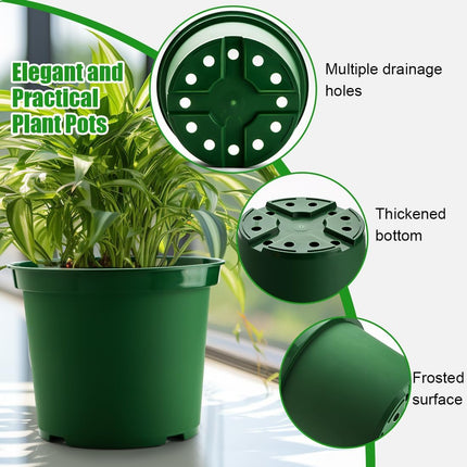 3 Gallon Plastic Nursery Pots, 10 Inch Round Plant Pots with Drainage Holes, 10 Pack Planting Pot for Outdoor Indoor Plants, Gardening Gifts for Women, Green.
