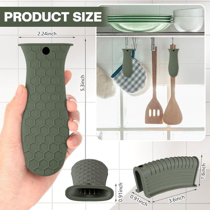 8 Pcs Silicone Pot Holders Cast Iron Handle Cover Heat Resistant Pot Handle Covers Potholder Non Slip Reusable Pan Sleeve for Frying Pan Kitchen Supplies(Dark Color).
