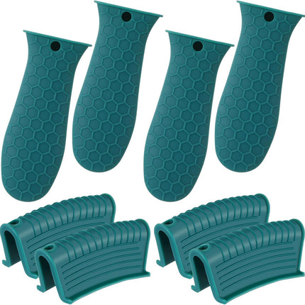 8 Pcs Silicone Pot Holders Set Cast Iron Handle Cover Heat Resistant Pot Handle Covers Potholder Non Slip Reusable Pan Sleeve for Frying Pan Kitchen Supplies(Green).