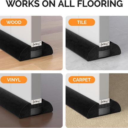 Under Door Draft Stopper 30" to 36" Adjustable Draft Stopper for Bottom of Door, Soundproofing Noise Blocker Seal Gap up to 1.7", Easy to Install, Black.