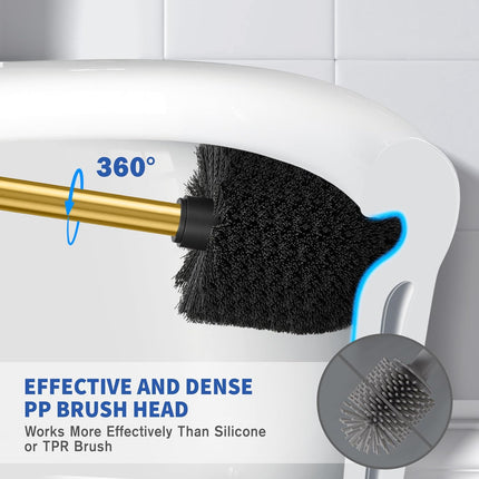 Toilet Brush and Holder, Toilet Brush Stainless Steel, Toilet Bowl Brush for Bathroom Toilet-Ergonomic, Elegant,Durable (Gold).