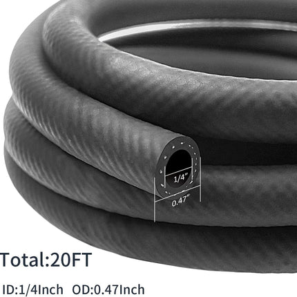 1/4 Inch ID NBR Rubber Hose, 20 Feet Fuel Hose Line Transfer Hose for Small Engine Black.